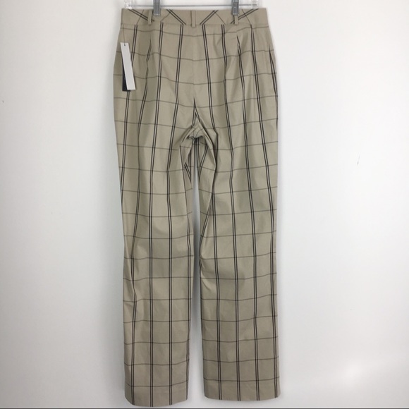 NWT Perry Ellis Womens Size 8 Black Tan Beige Windowpane Plaid Dress Work Pants - Picture 6 of 9